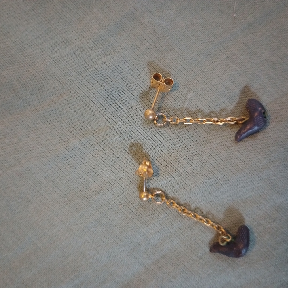 Gold and Purple Chain Earrings